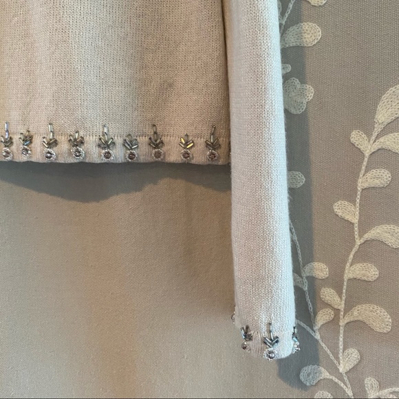 Vintage Look Easel Hand Beaded Cashmere Silk Cotton  Fancy Dressy Sweater Size L - Picture 5 of 10